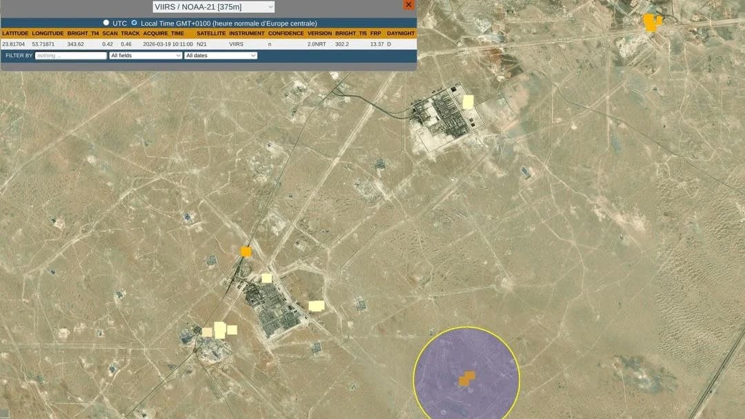 پرده برداری تصاویر ماهوارهای از توقف تولید انرژی در امارات